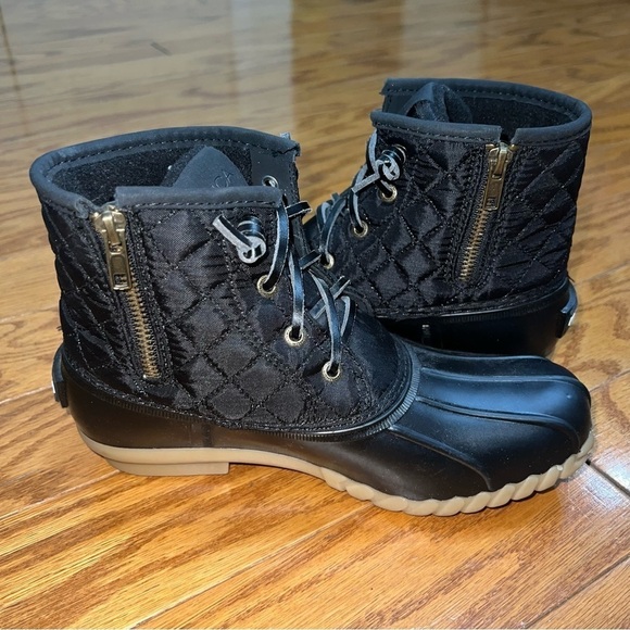 Nautica Dorsay Black Quilted Duck Rubber Boots With Ankle Zip Size 7 - Picture 10 of 12